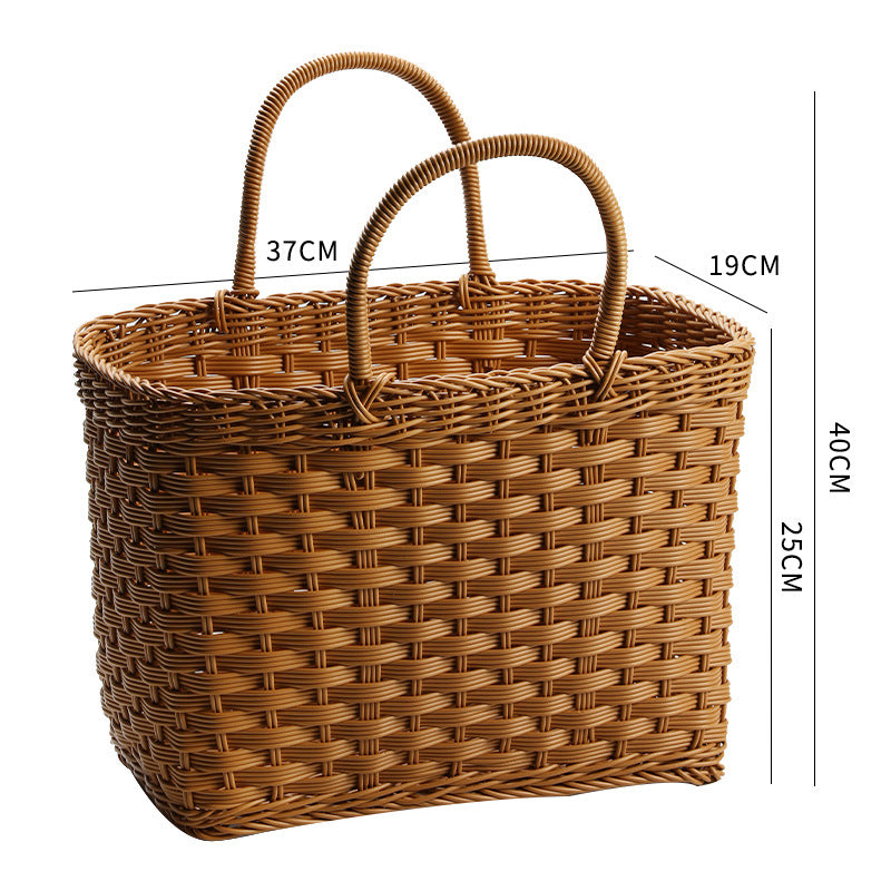 Unisex Handwoven Shopping Basket with Two Handles Bowlift