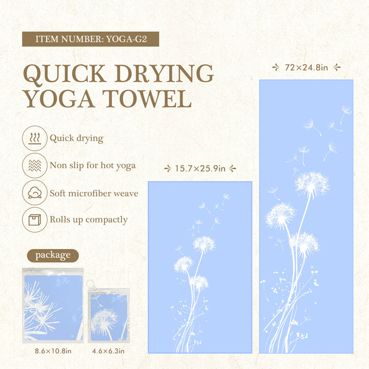 Quick-Drying Non-Slip Microfiber Yoga Towel with Mandala Grip Pattern Bowlift