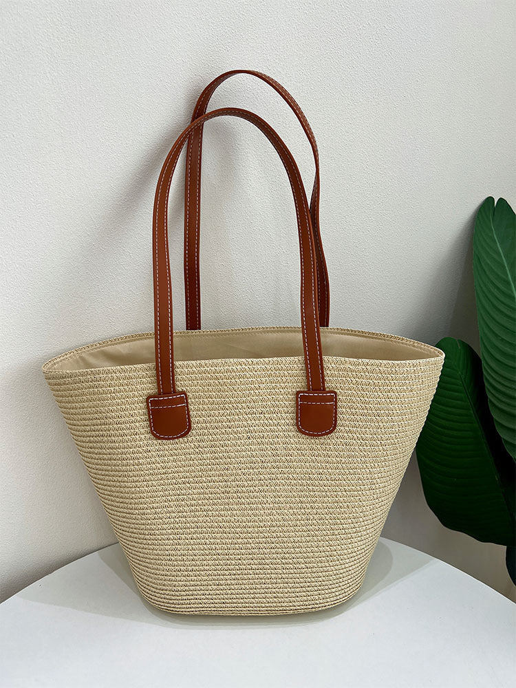 Classic straw bag with leather accents Bowlift