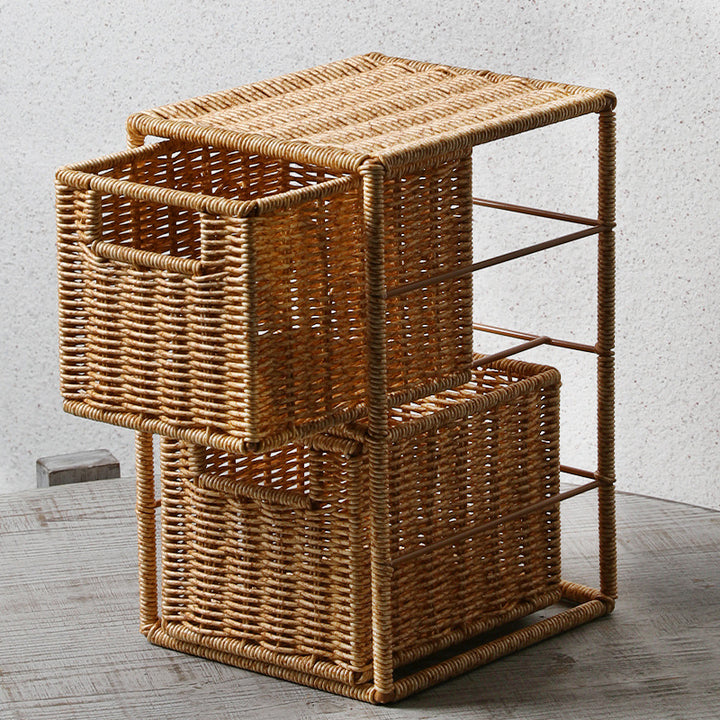 Unisex Stackable Storage Basket with Two Compartments Made of Natural Material Bowlift