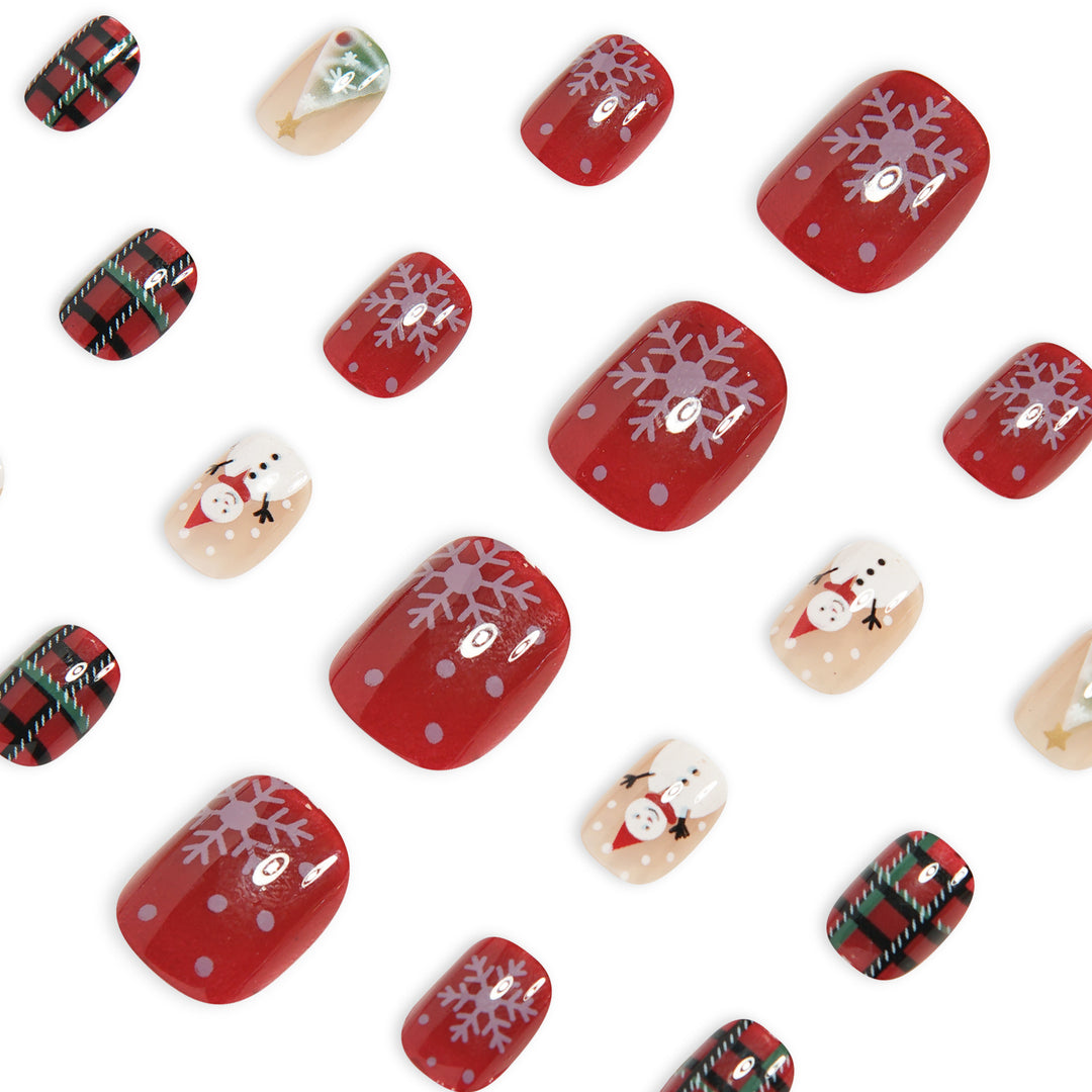 Festive Holiday-Themed Acrylic Nail Art Bowlift