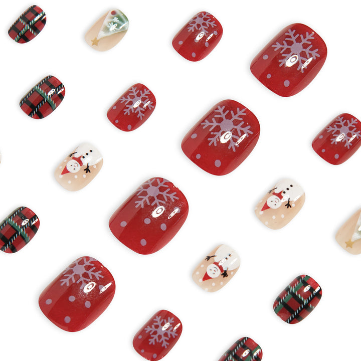 Festive Holiday-Themed Acrylic Nail Art Bowlift