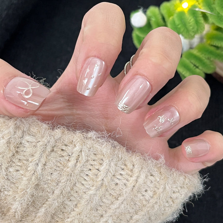 Glossy Decorative Press-On Nails Set Bowlift