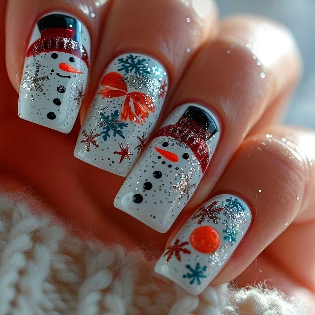 Festive Snowman-Themed Nail Art Bowlift