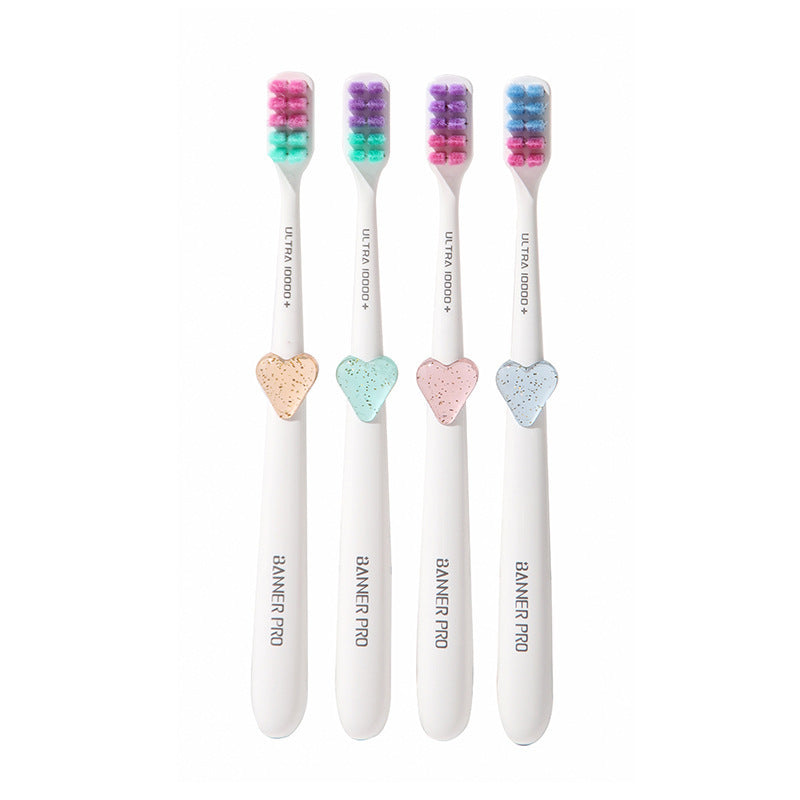 Heart-Accent Soft-Bristle Toothbrush Set Bowlift