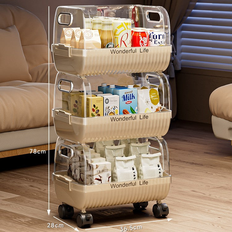 Multi-Tier Storage Organizer with Transparent Baskets Bowlift