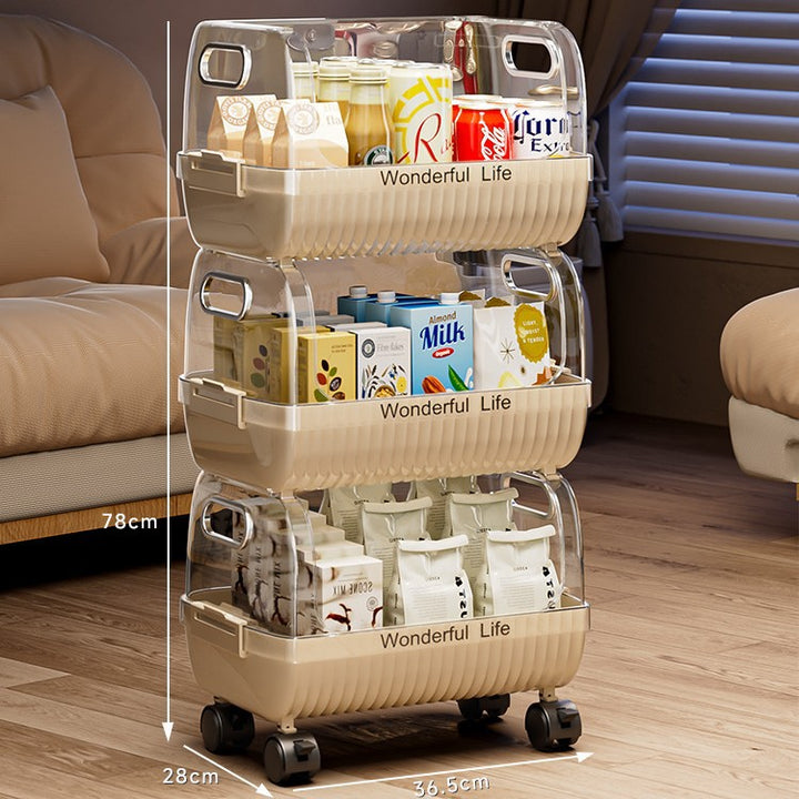 Multi-Tier Storage Organizer with Transparent Baskets Bowlift