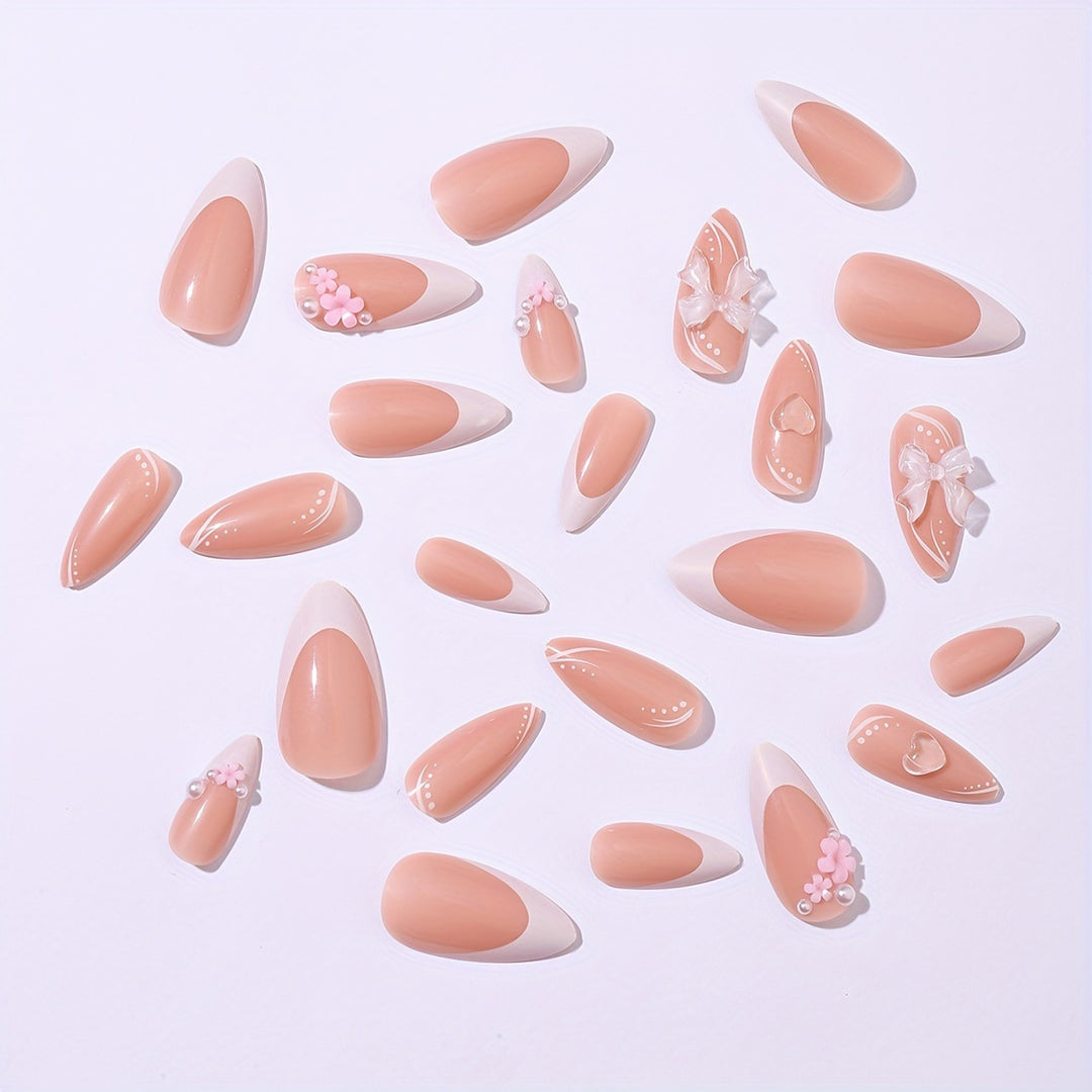 Artificial nail set with delicate flower design Bowlift