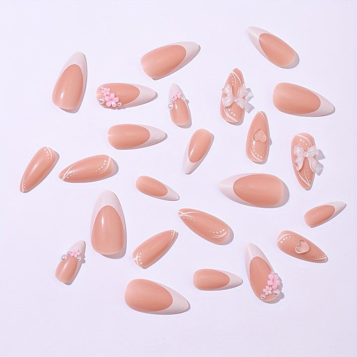 Artificial nail set with delicate flower design Bowlift