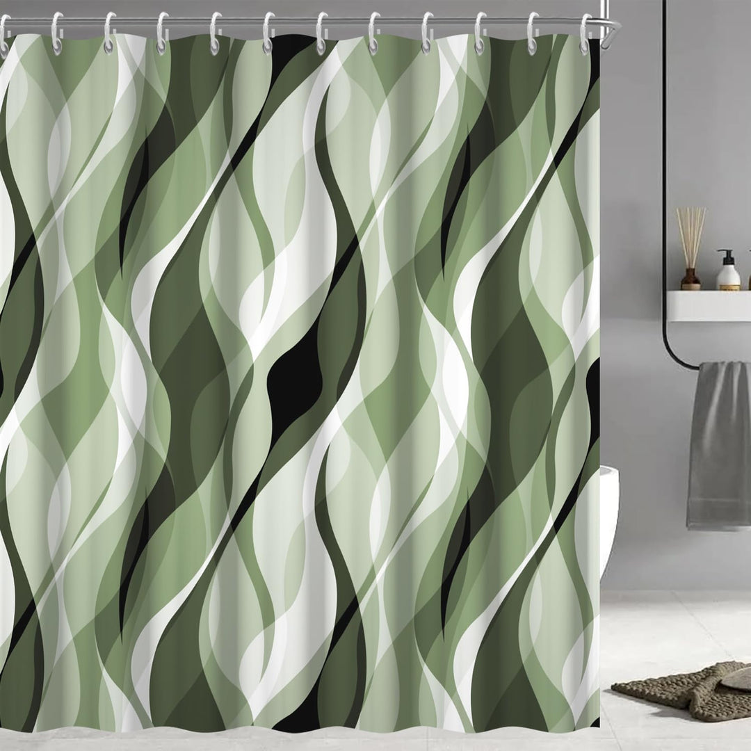 Abstract Wave Pattern Shower Curtain Bowlift