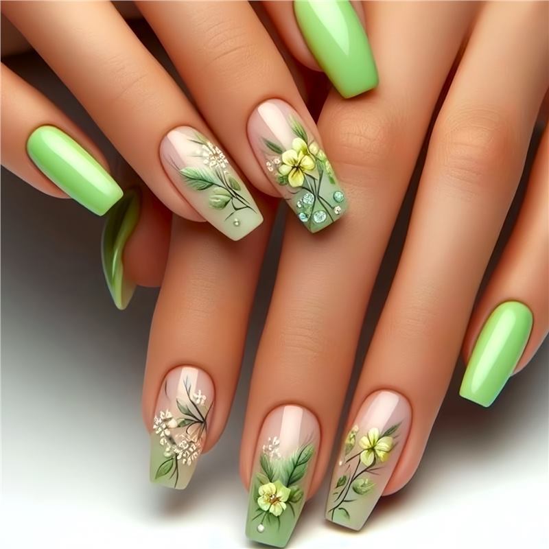 Artistic Floral Design Press-On Nails Bowlift 1788434359