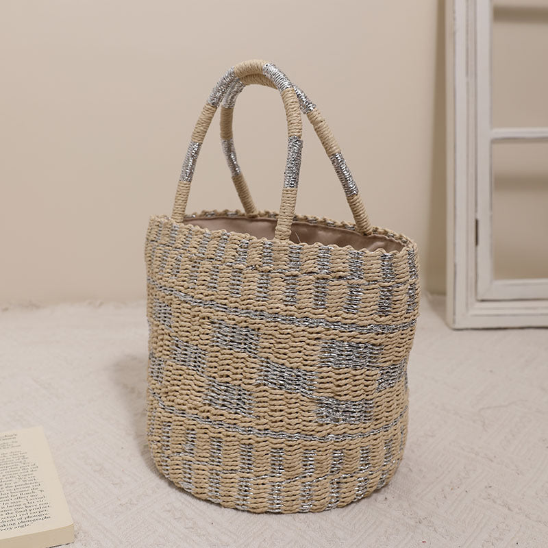 Handcrafted basket bag with modern geometric pattern Bowlift