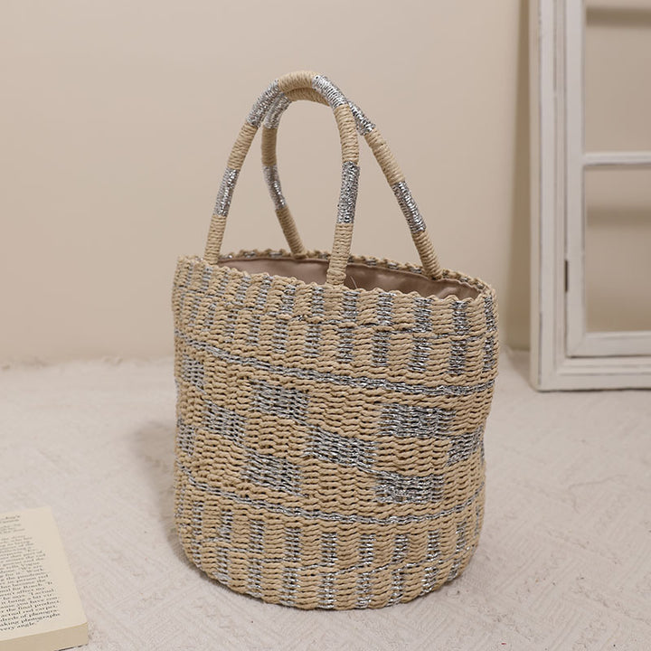 Handcrafted basket bag with modern geometric pattern Bowlift