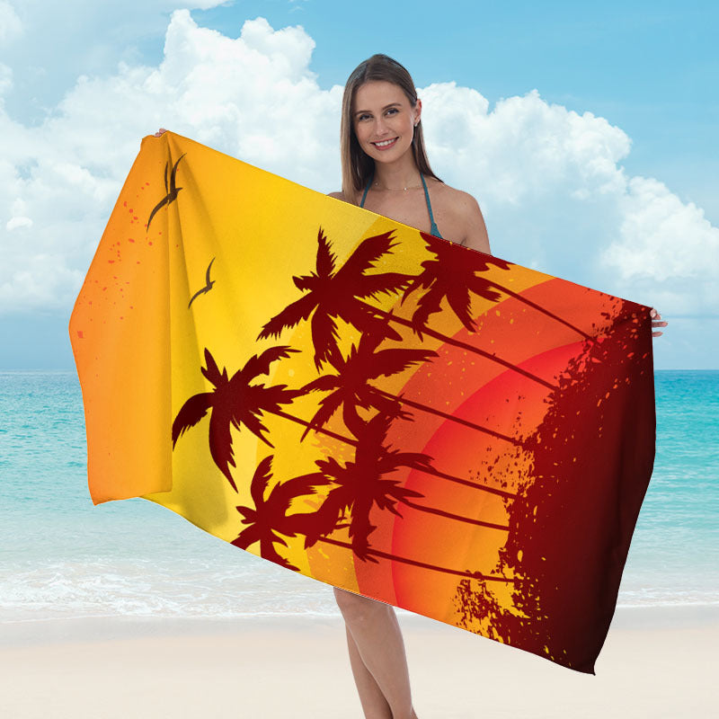 Large beach towel with tropical palm pattern Bowlift