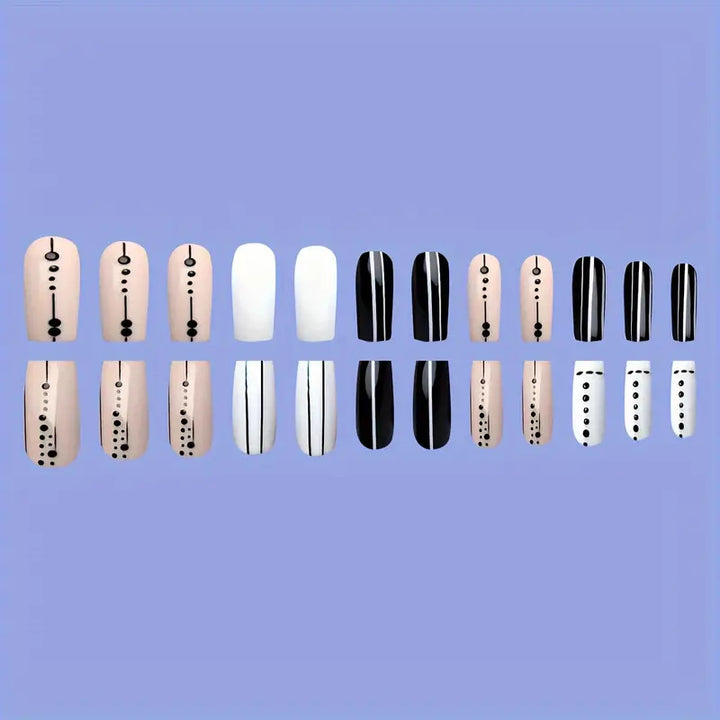Artistic Geometric Press-On Nail Art Bowlift