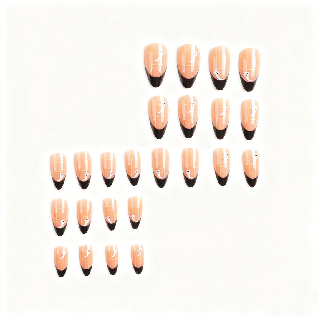 Artistic Ghost-Themed Press-On Nail Tips Bowlift