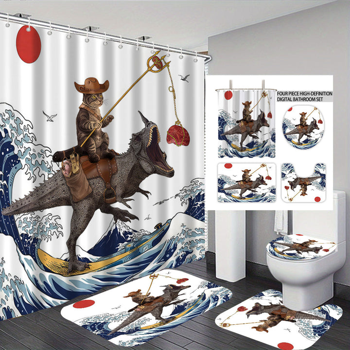 Digital Floral Theme Bathroom Décor Set Bowlift