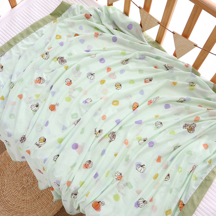 Unisex Nan cozy baby blanket made of cotton muslin with breathable filling and satin edge Bowlift
