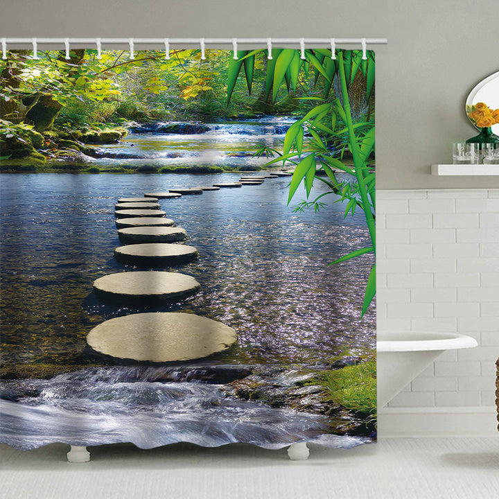 Tranquil Zen Nature Shower Curtain Bowlift