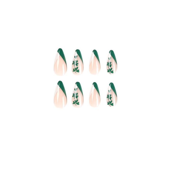 Artistic stiletto nails with cloverleaf design Bowlift