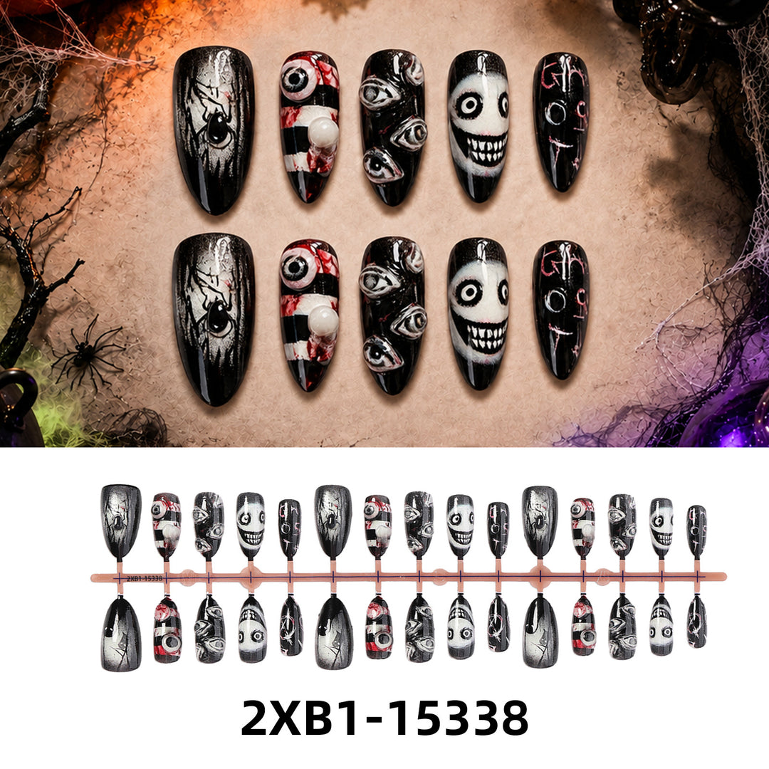 Acrylic nail set with creative Halloween motifs Bowlift
