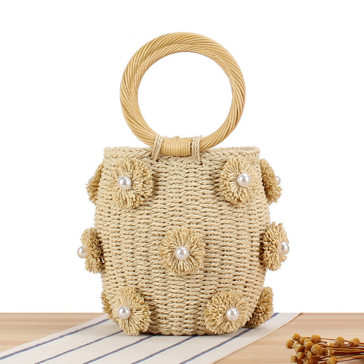 Handbag with Unique Pearl Applications Bowlift
