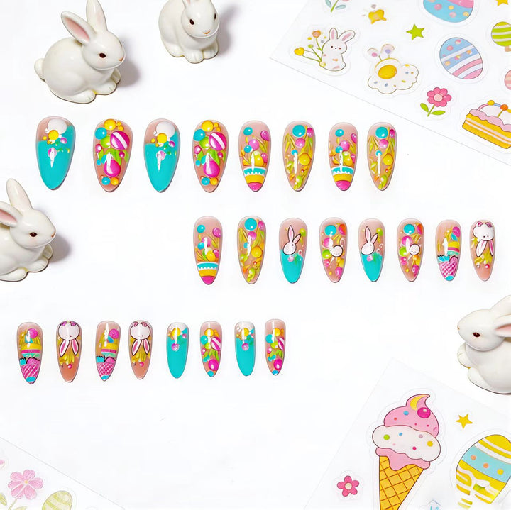 Artificial nails with cheerful Easter design Bowlift