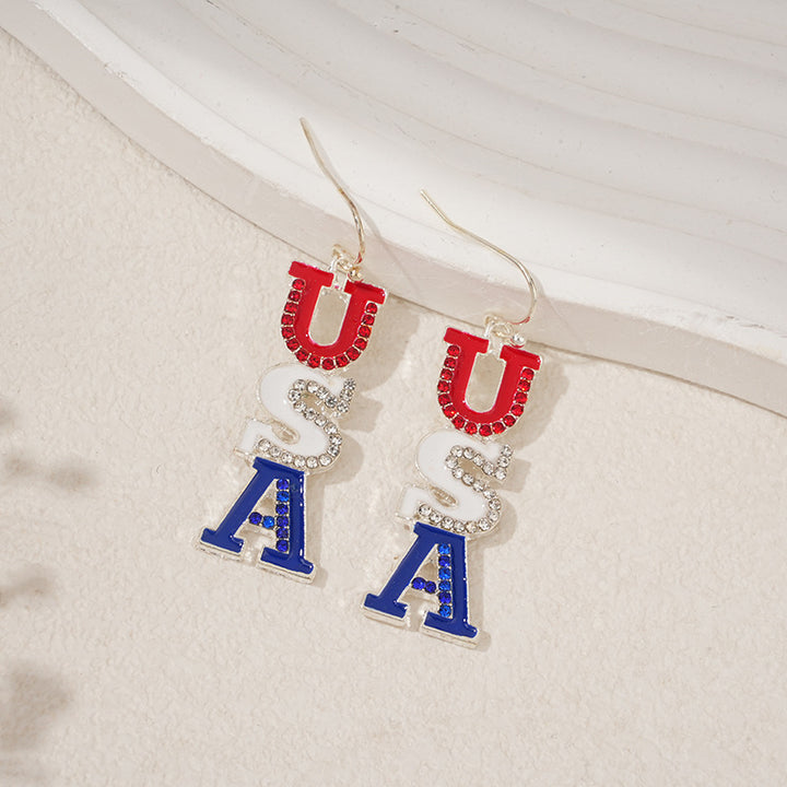 Ladies nan square crystal drop earrings with star grid and fine ear hook Bowlift