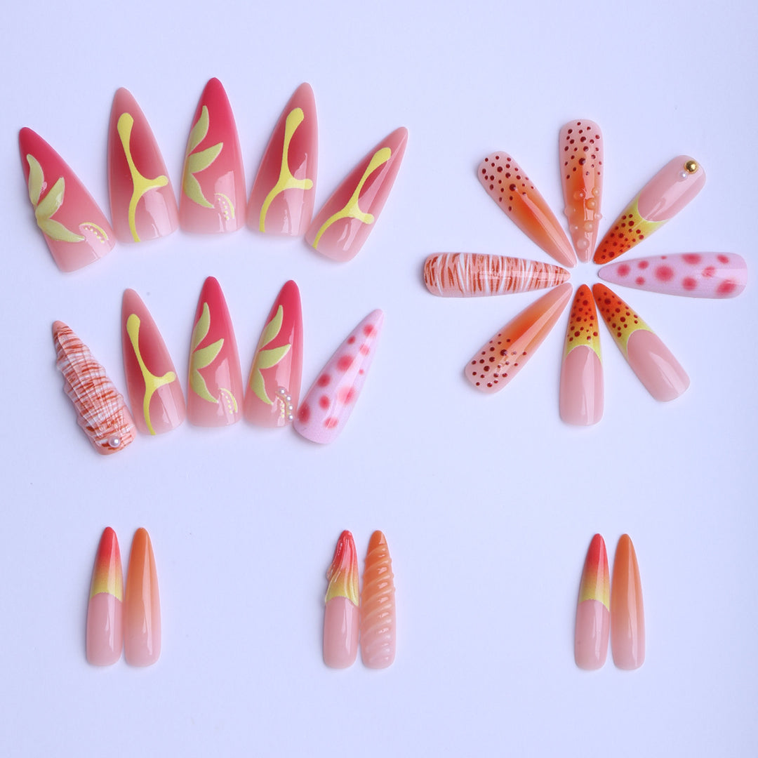 Exquisite Artificial Nails with Floral Accents Bowlift