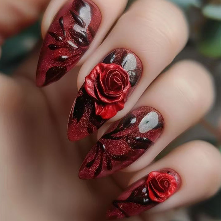 Creative Art Nails with Elegant Rose Designs Bowlift
