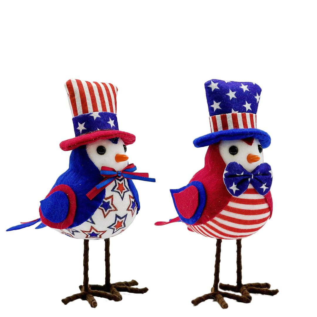 Unisex nan patriotic plush tabletop bird decor with wire legs and top hat Bowlift