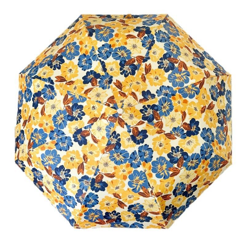 Women Folding Umbrella with Detailed Floral Design Bowlift