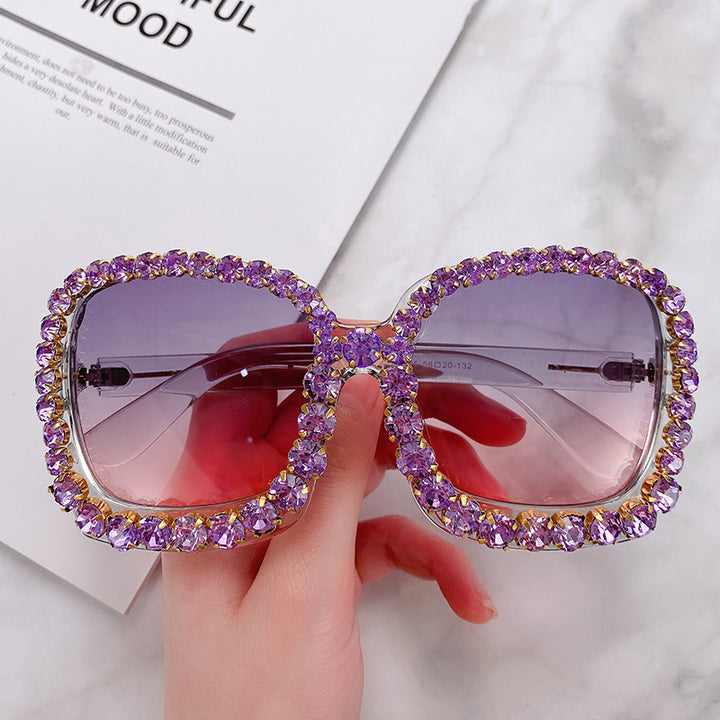 Glamorous Rhinestone-Embellished Oversized Sunglasses Bowlift