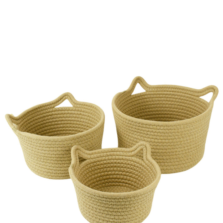 Women's Round Woven Storage Basket with Practical Handles Bowlift