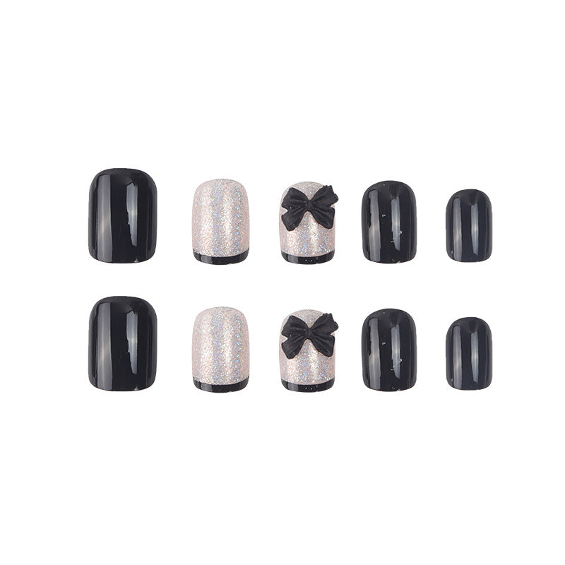 Elegant Stiletto Press-On Nail Set with Decorative Bow Accents Bowlift