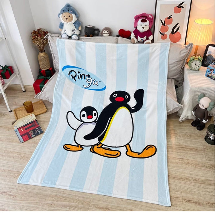 Fun Illustrated Penguin Plush Throw Blanket