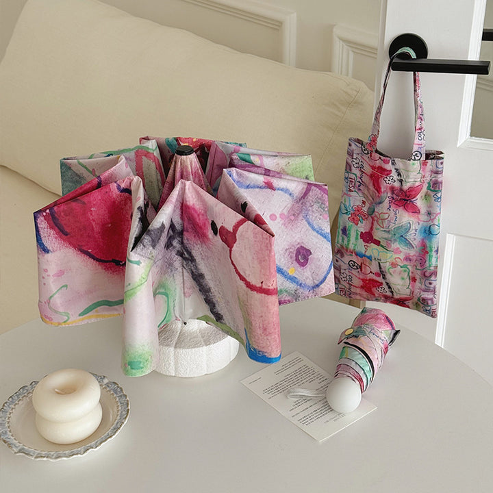Women Foldable Designer Bag with Creative Art Motif Bowlift