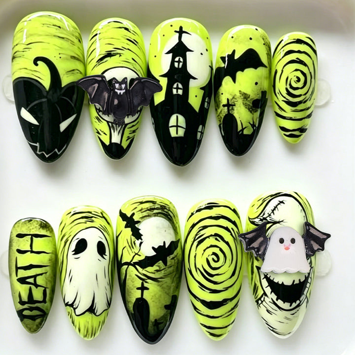 Halloween Artificial Nail Set with Creepy Designs Bowlift