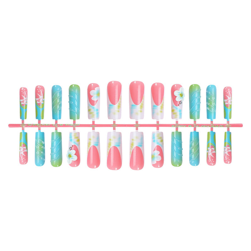 Floral-Themed Press-On Nail Art Set Bowlift