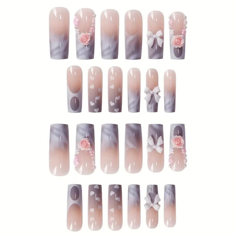 Decorative Long Sculpted Nail Art Extensions Bowlift