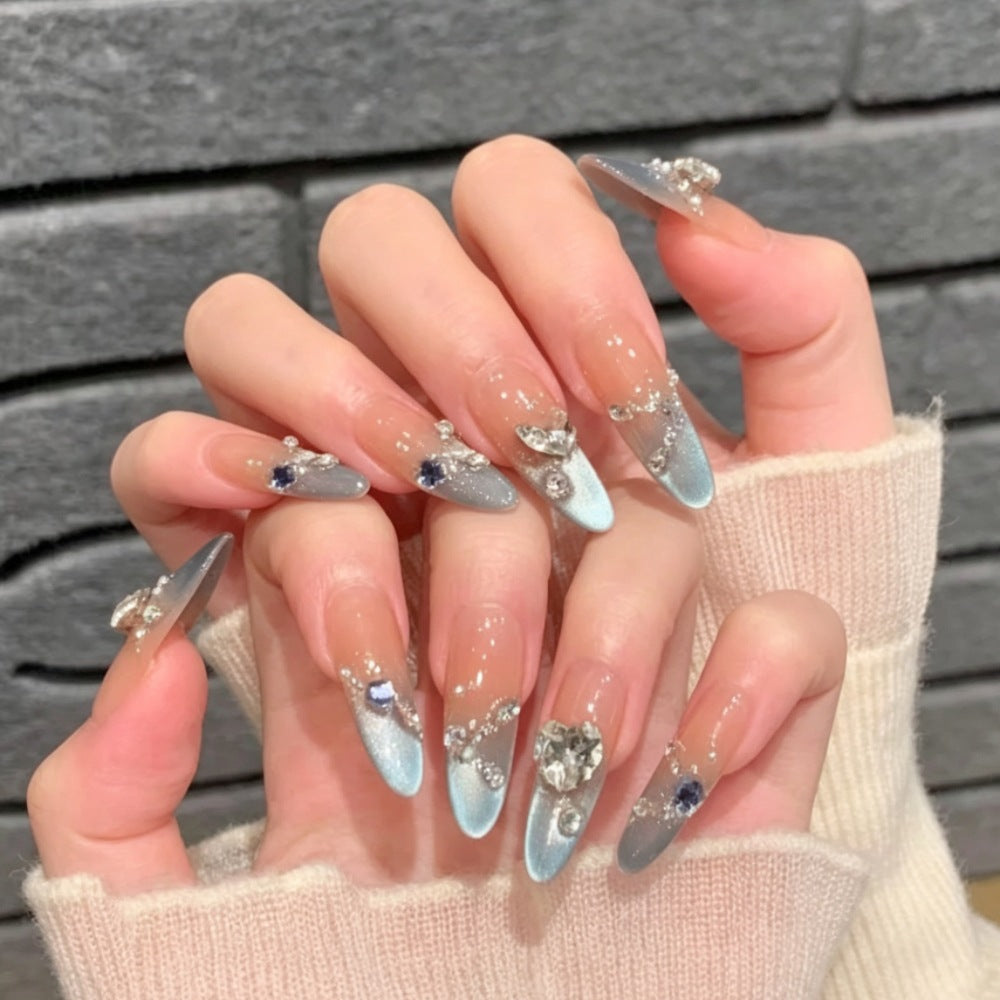 Press-On Stiletto Nails with Decorative Gemstone Accents Bowlift