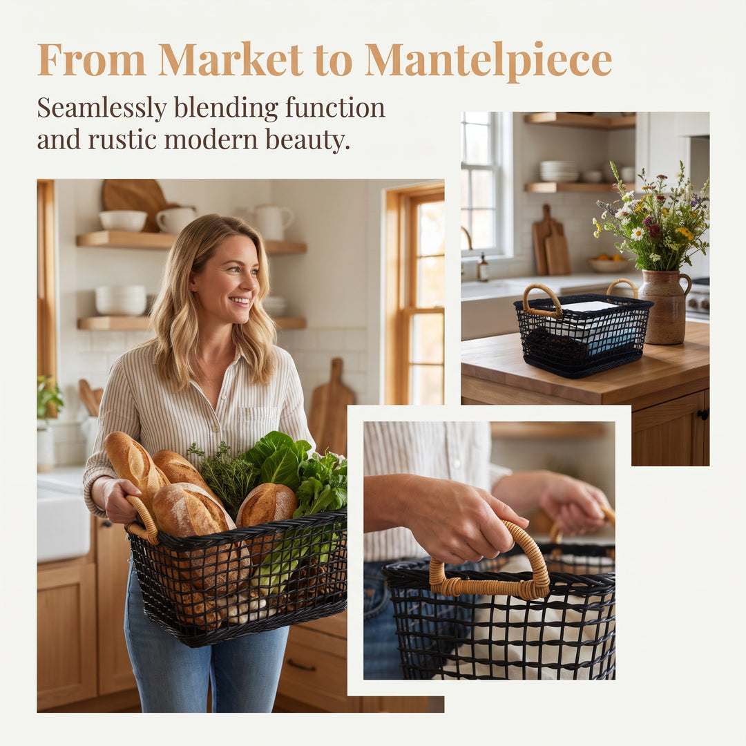 Handmade storage basket with braided handles Bowlift