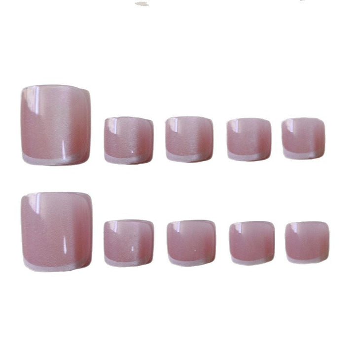 Glossy French Tip Gel Toe Nail Enhancements Bowlift