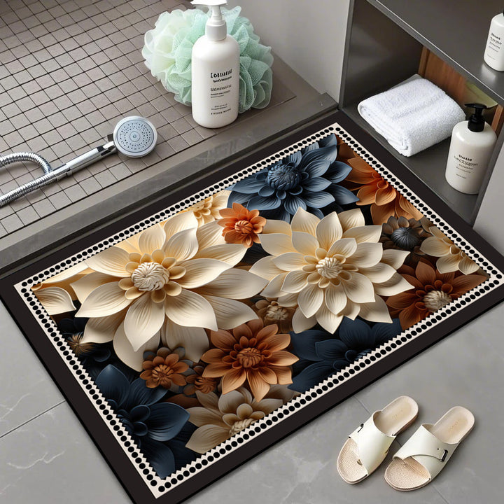 Floral Patterned Comfort Bath Mat Bowlift