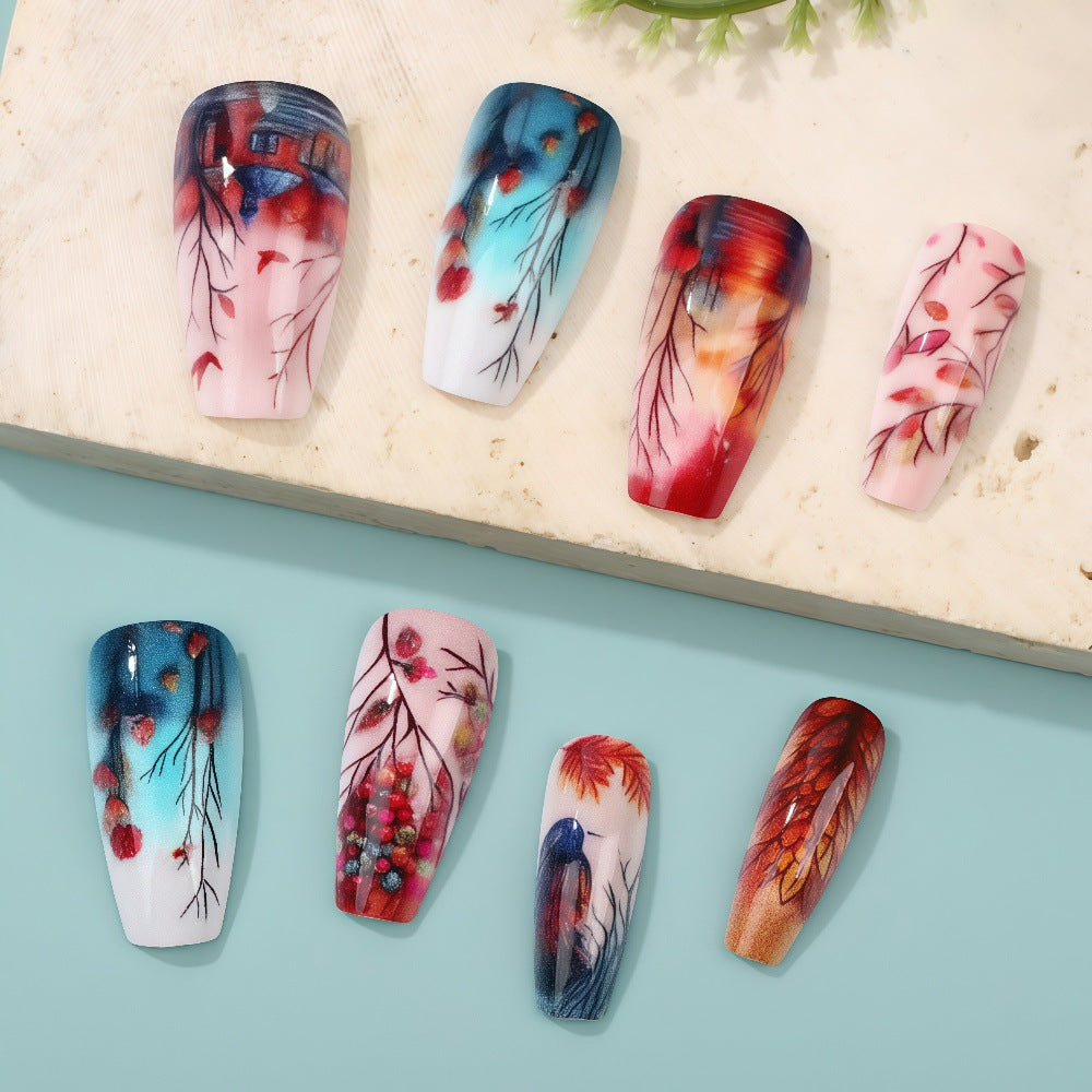Creative artificial nails with floral and artistic patterns Bowlift
