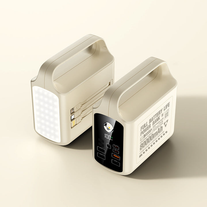 Portable power bank with integrated LED lighting and high capacity Bowlift