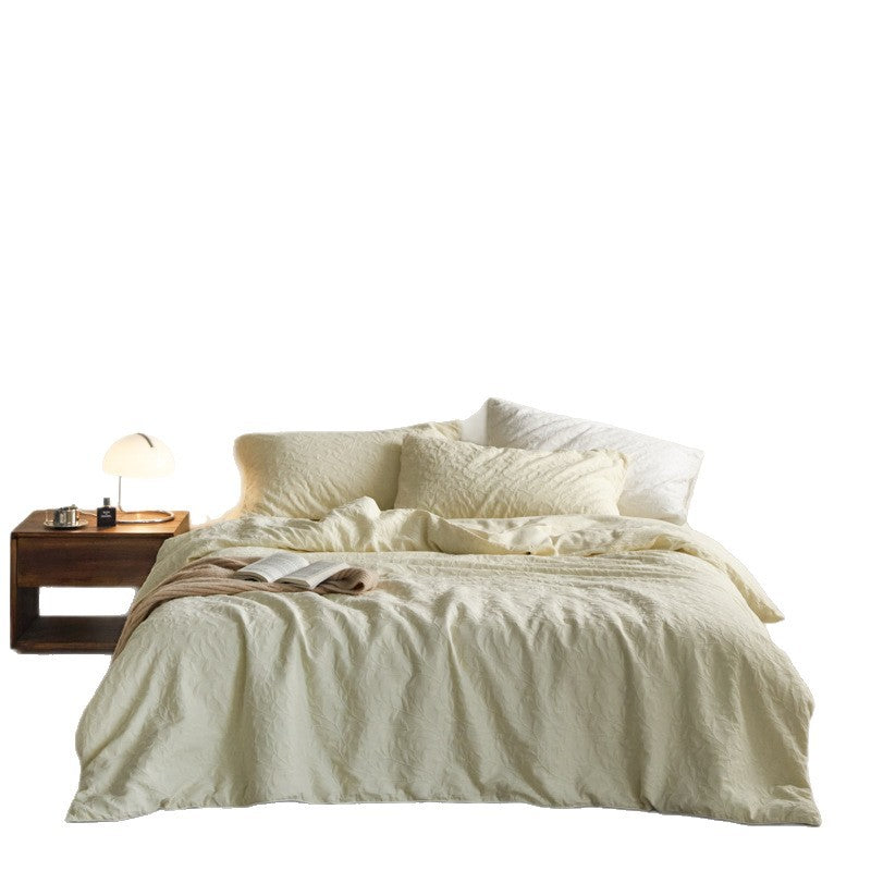 Washed Cotton-Linen Quilted Bedspread and Pillow Sham Set