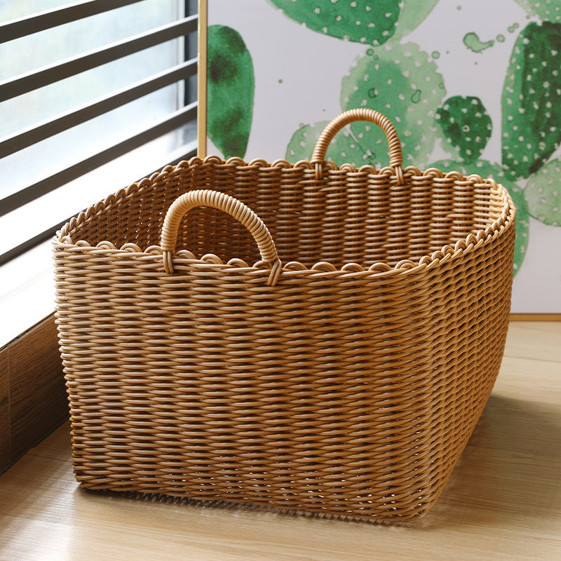Stylish Woven Storage Basket with Ergonomic Handles Bowlift