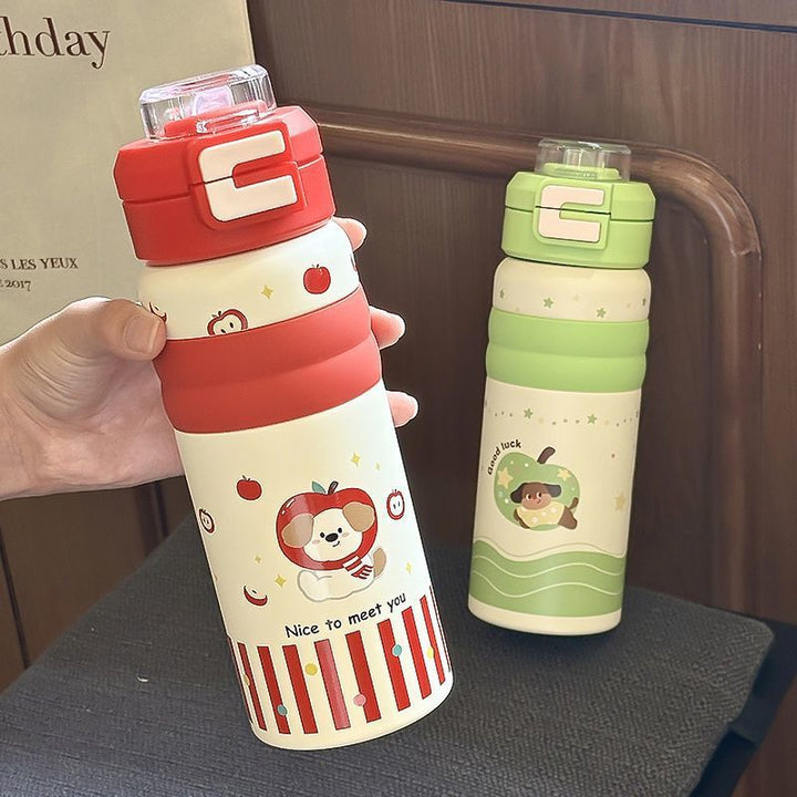 Women's Insulated Water Bottle with Safe Flip Lid and Cute Dog Motif Bowlift