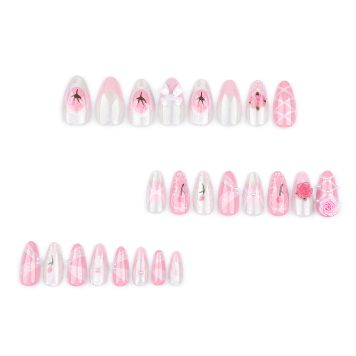 Artful Nail Extensions with Romantic Accents Bowlift